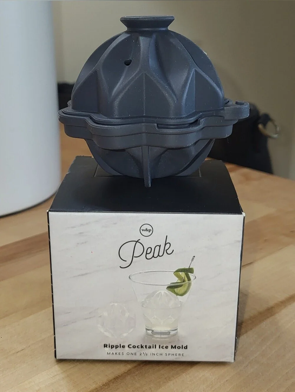 W&P Ripple Sphere Cocktail Ice Mold - Black Silicone